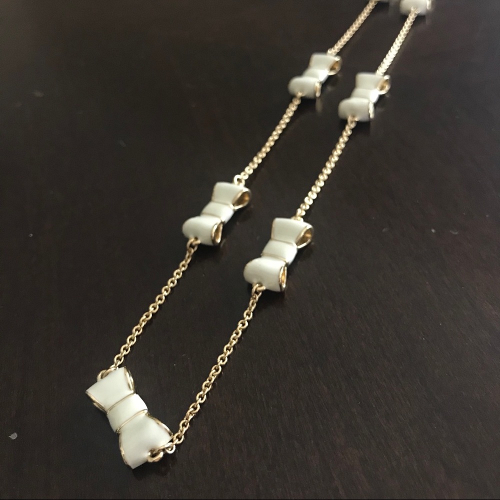 New Kate Spade White Bow Gold Necklace - Picture 2 of 4